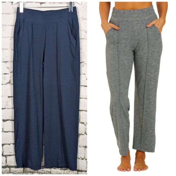 ZOBHA "Josie" Pull-On Elastic Waist Yoga Pant Pockets Navy Blue Comfort Large - Picture 2 of 7